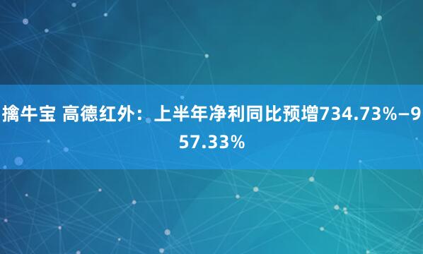擒牛宝 高德红外：上半年净利同比预增734.73%—957.33%