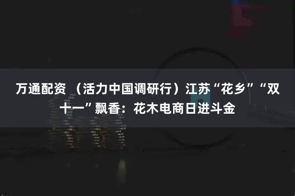 万通配资 (活力中国调研行)江苏“花乡”“双十一”飘香:花木电商日进斗金